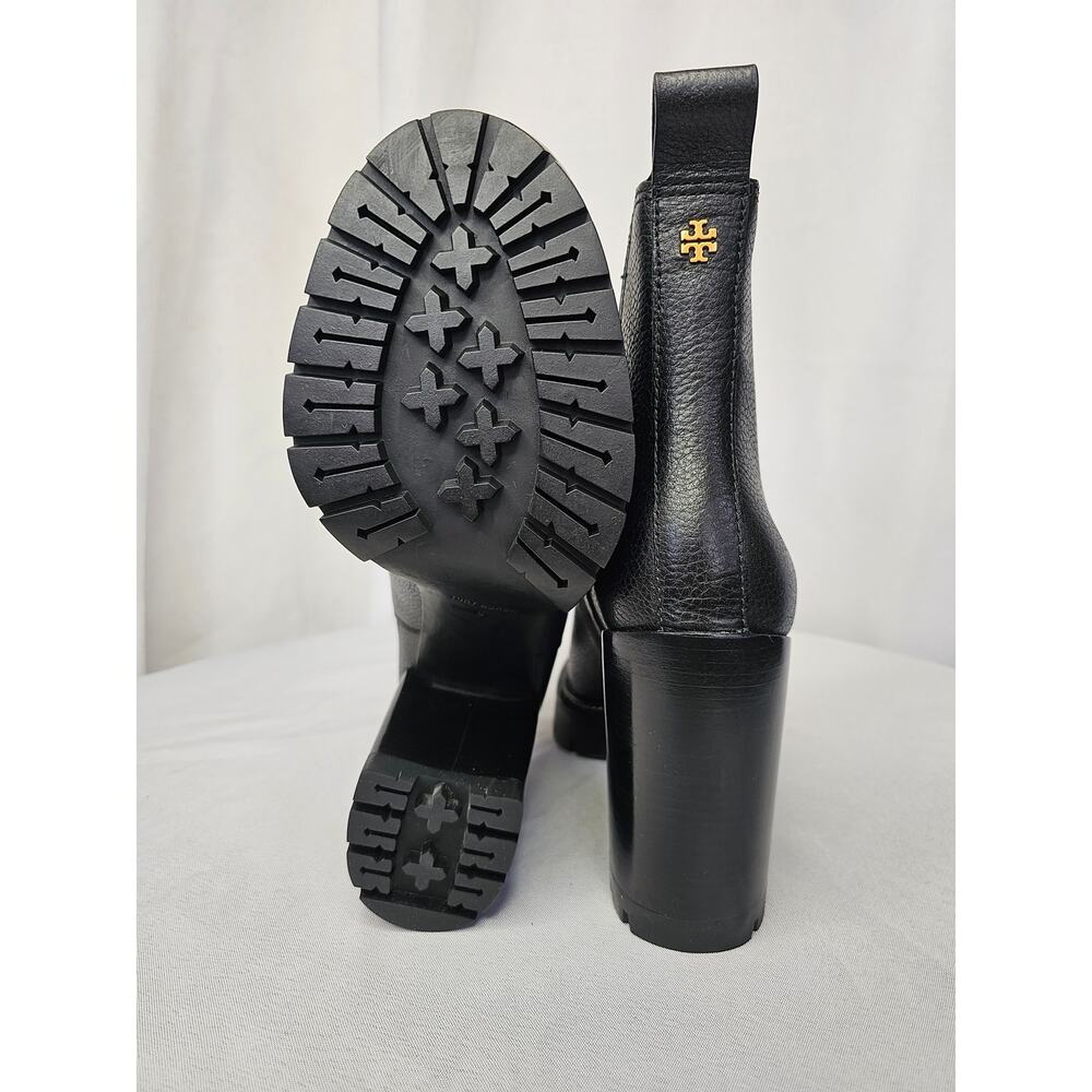 Tory Burch Carson Lug 70 MM Sole High Heel Bootie Boots Size 8 Black NWT - Picture 11 of 12